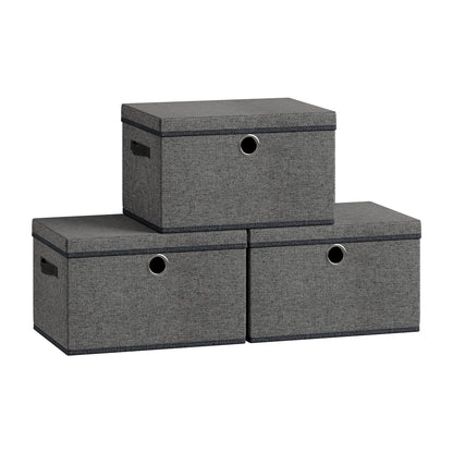 Stackable fabric storage boxes with lids and handles - image 19