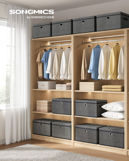 Stackable fabric storage boxes with lids and handles - image 20