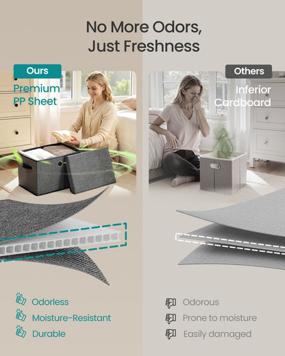 Stackable fabric storage boxes with lids and handles - image 22