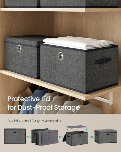 Stackable fabric storage boxes with lids and handles - image 23