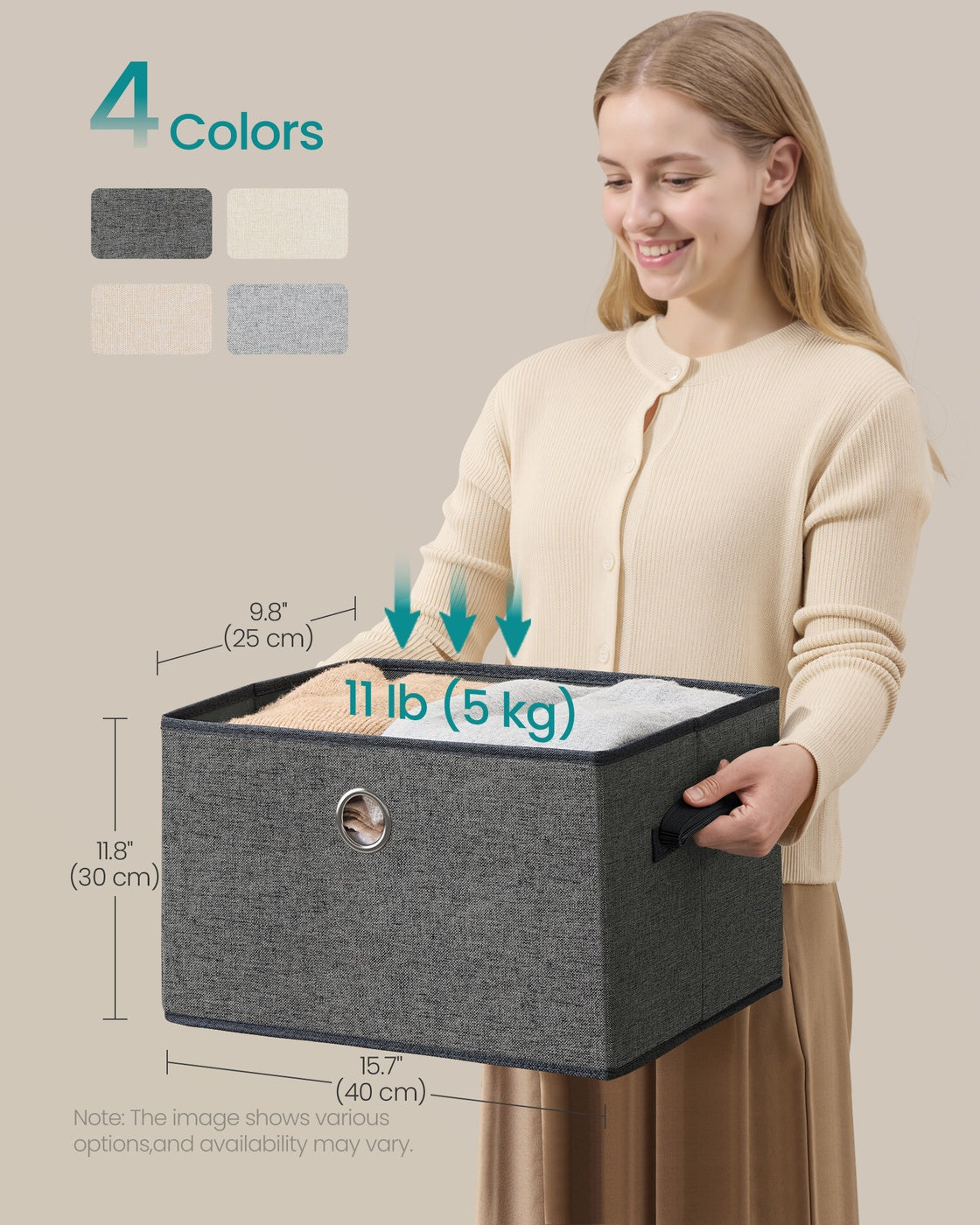 Stackable fabric storage boxes with lids and handles - image 24
