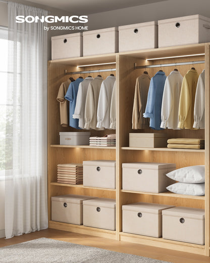 Stackable fabric storage boxes with lids and handles - image 2