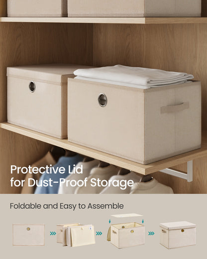 Stackable fabric storage boxes with lids and handles - image 5