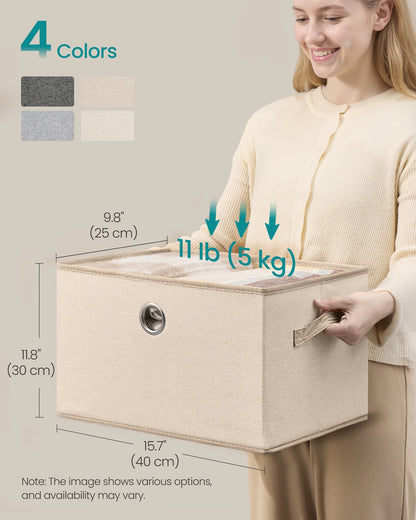 Stackable fabric storage boxes with lids and handles - image 6