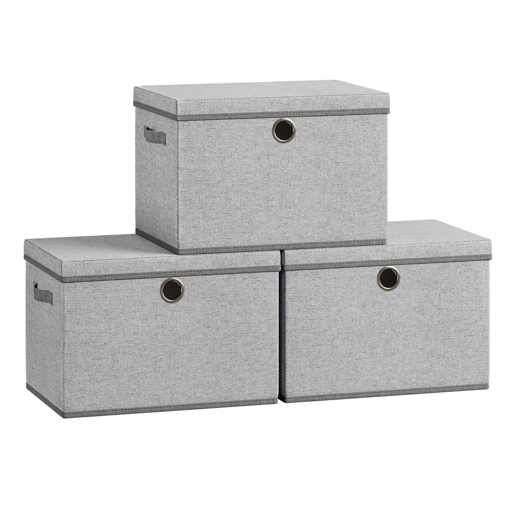Stackable fabric storage boxes with lids and handles - image 27