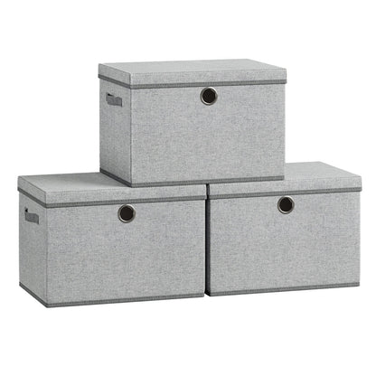 Stackable fabric storage boxes with lids and handles - image 27