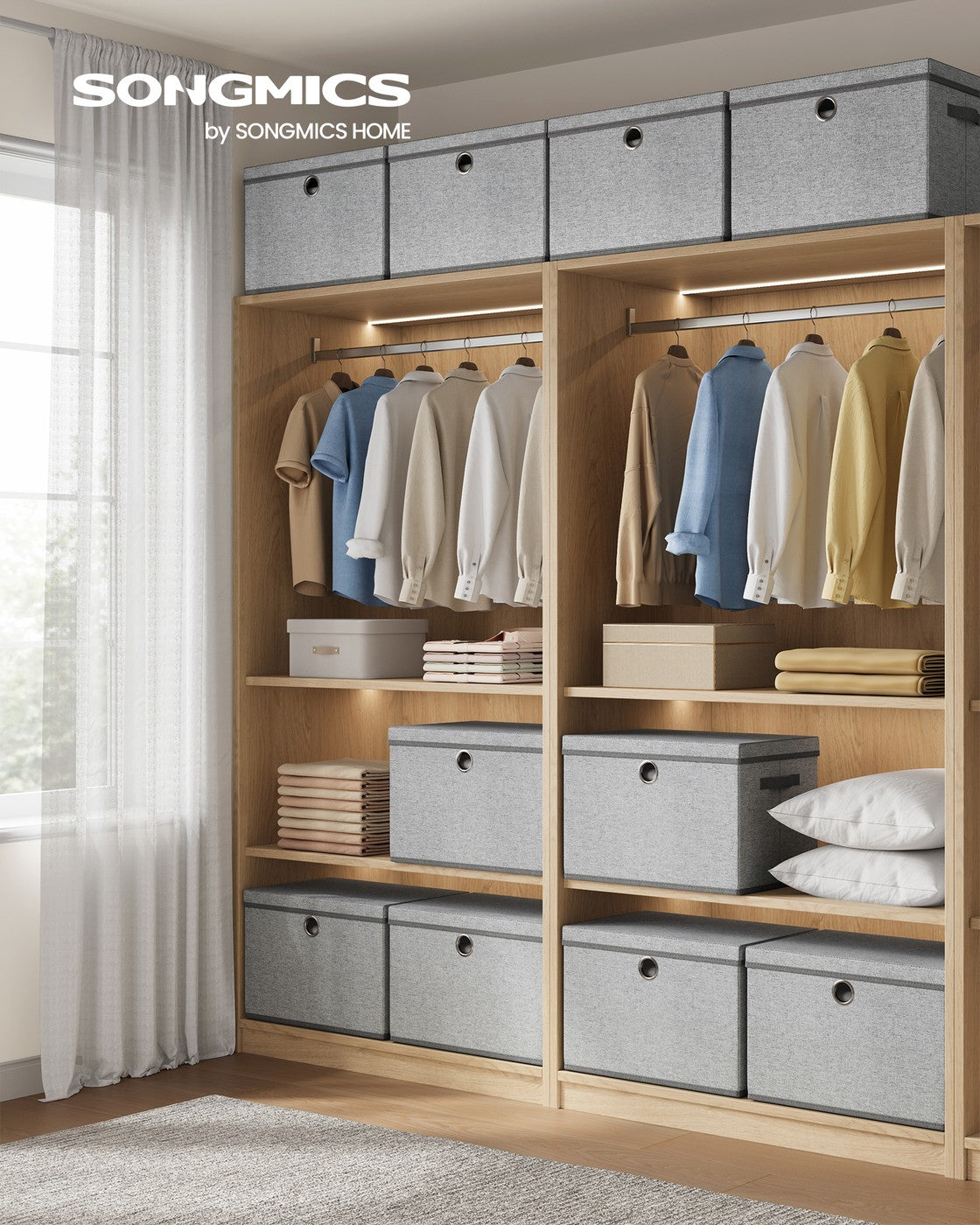 Stackable fabric storage boxes with lids and handles - image 14
