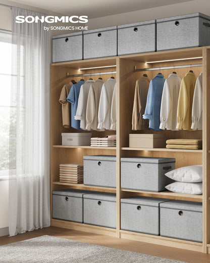 Stackable fabric storage boxes with lids and handles - image 14