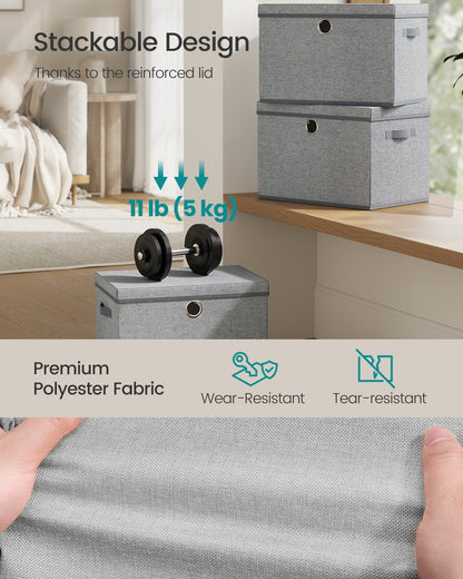 Stackable fabric storage boxes with lids and handles - image 15
