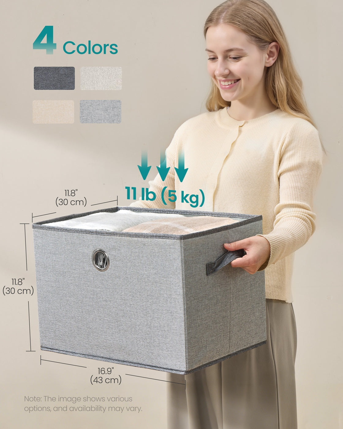 Stackable fabric storage boxes with lids and handles - image 18