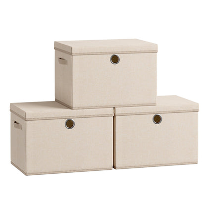 Stackable fabric storage boxes with lids and handles - image 26
