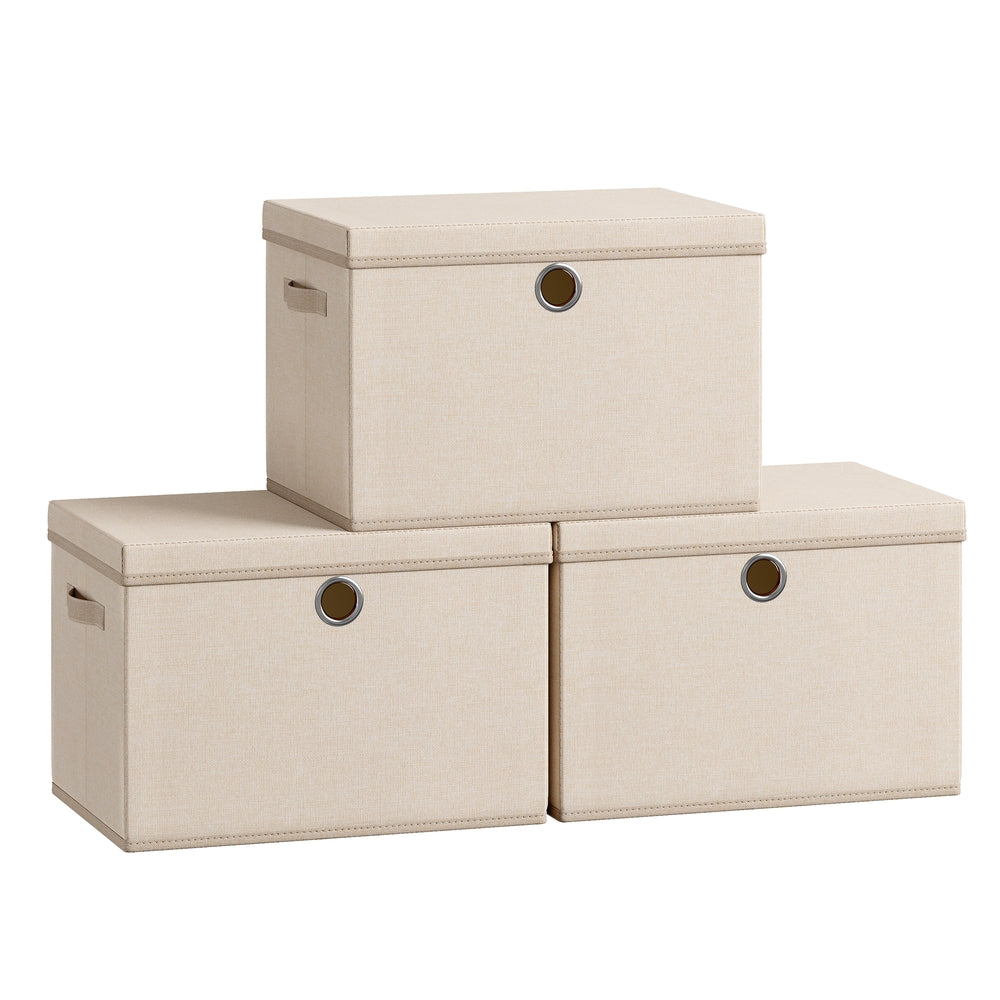Stackable fabric storage boxes with lids and handles - image 7