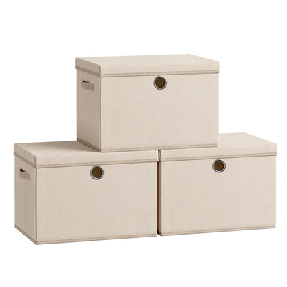 Stackable fabric storage boxes with lids and handles - image 7