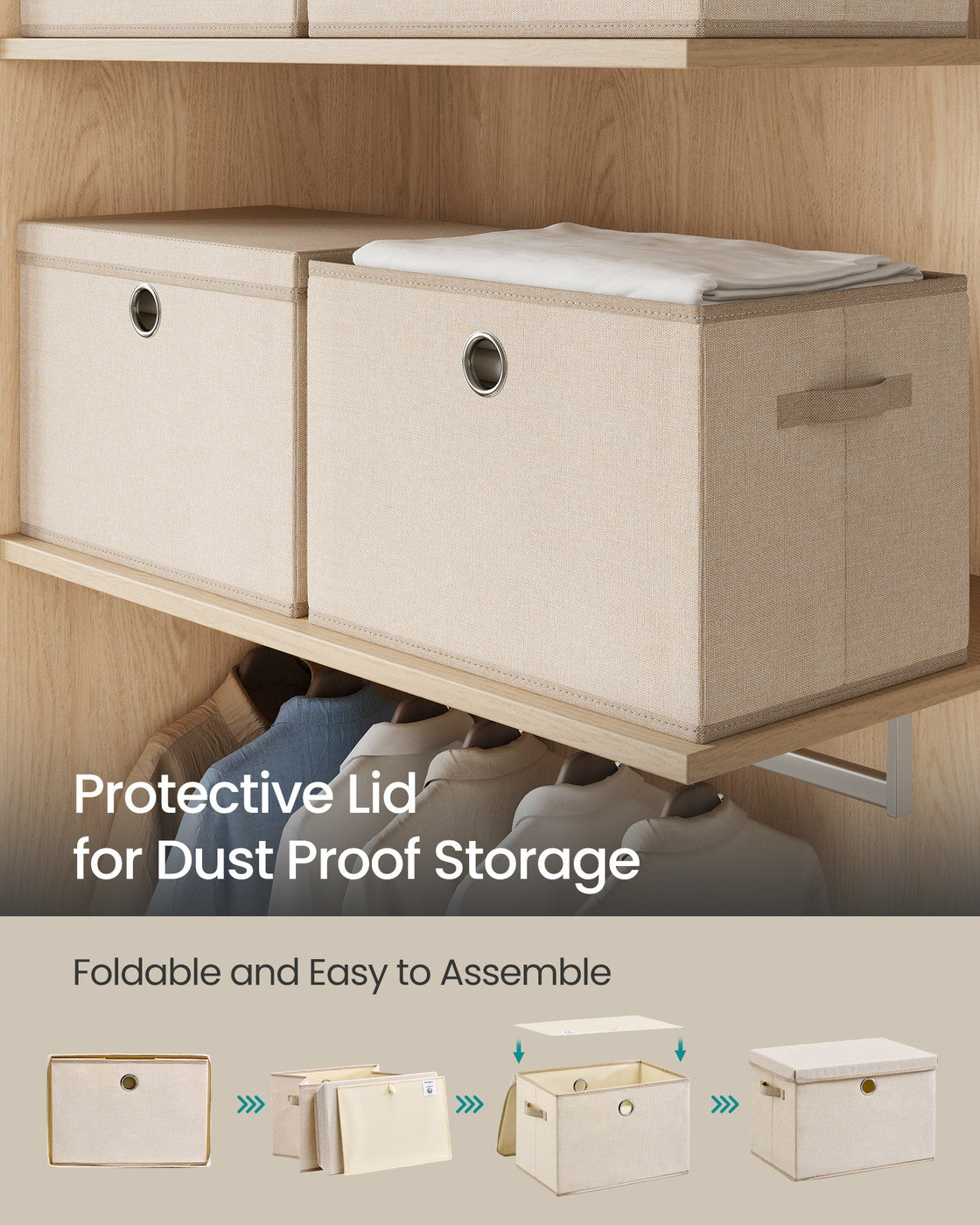 Stackable fabric storage boxes with lids and handles - image 11