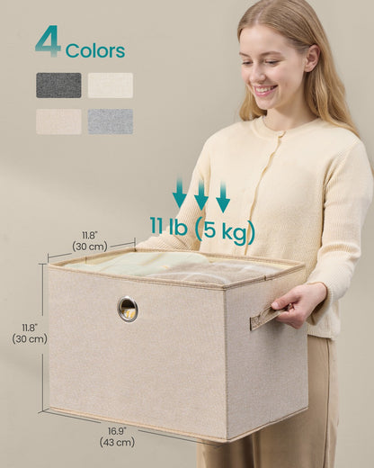 Stackable fabric storage boxes with lids and handles - image 12