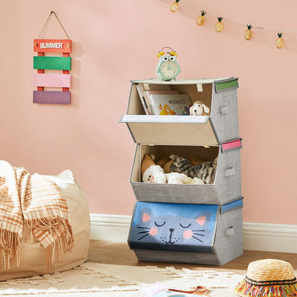 Set of 3 Stackable Toy Organiser Boxes with Lid - image 3