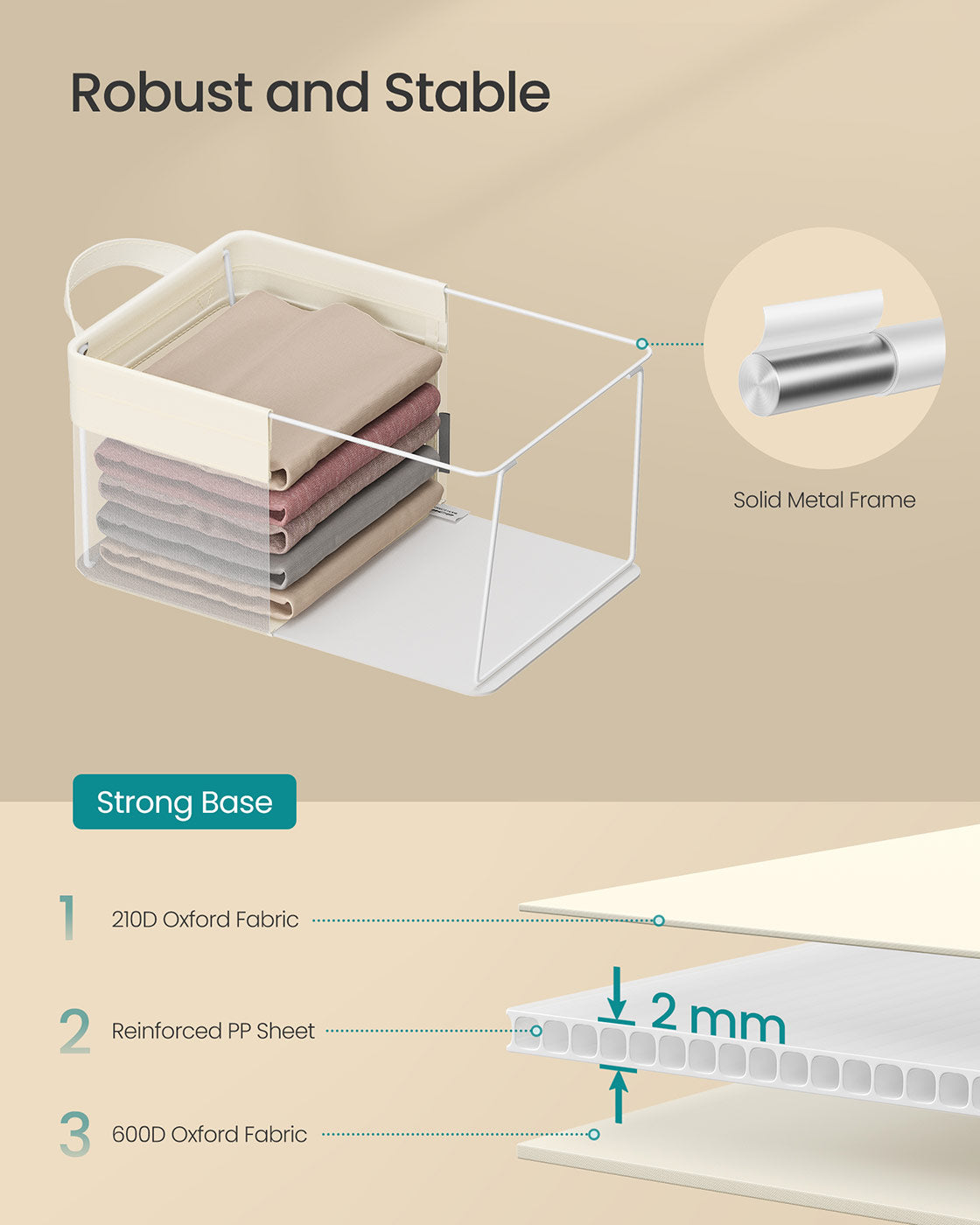 Storage Bins Set of 3 Transparent Mesh Cream White