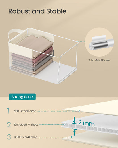 Storage Bins Set of 3 Transparent Mesh Cream White
