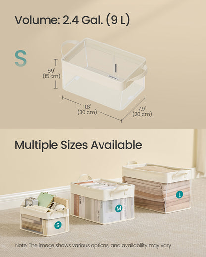 Storage Bins Set of 3 Transparent Mesh Cream White