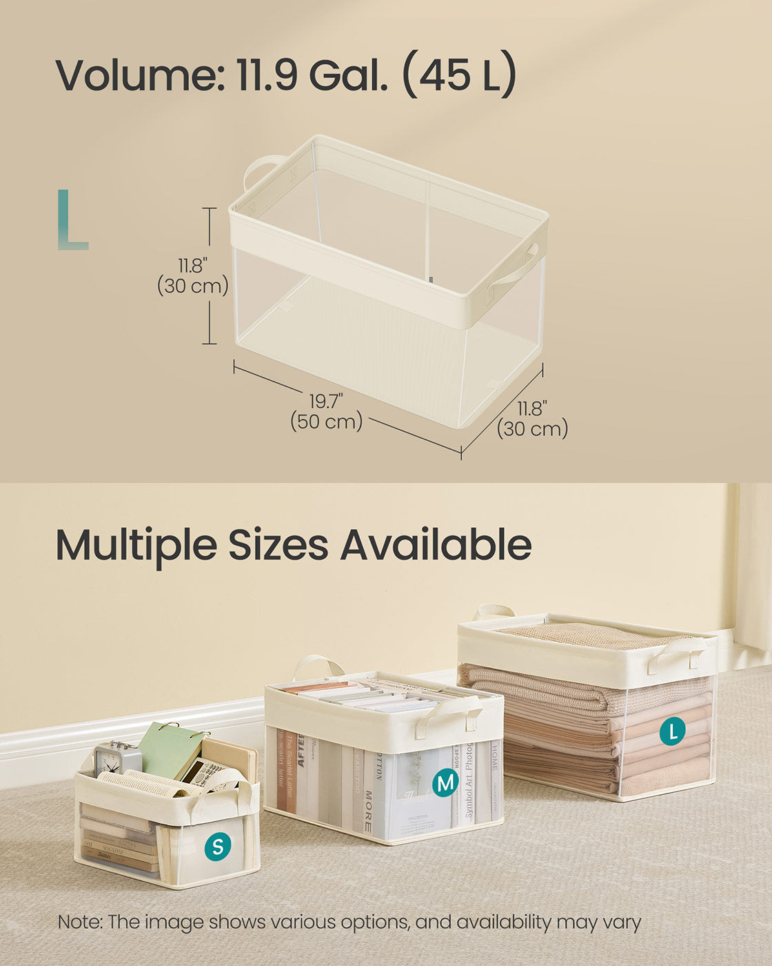 Large Fabric Storage Baskets Set of 3