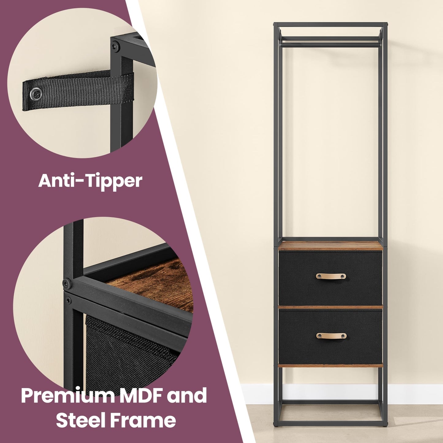 Freestanding heavy duty clothes rack with extendable hanging rod - image 8