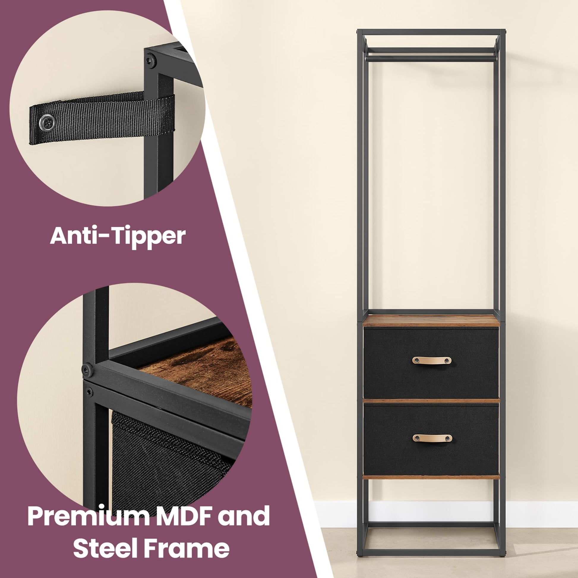 Freestanding heavy duty clothes rack with extendable hanging rod - image 8
