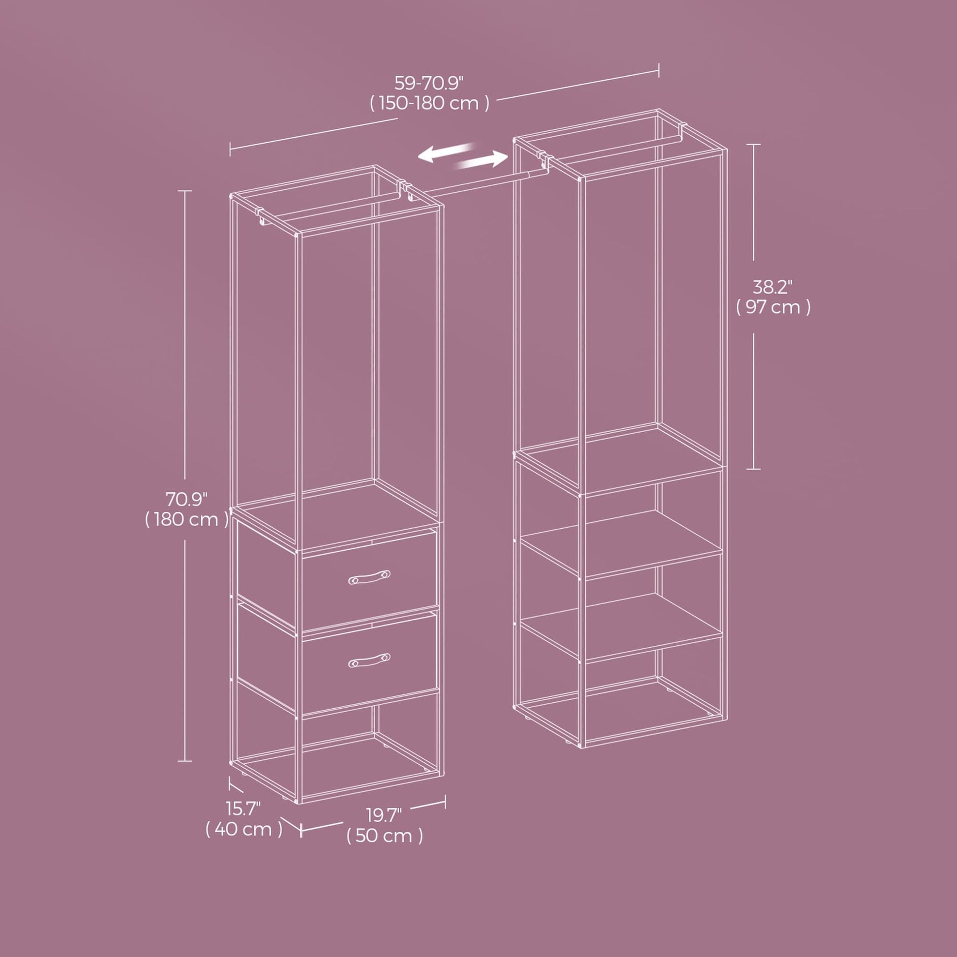 Freestanding heavy duty clothes rack with extendable hanging rod - image 10