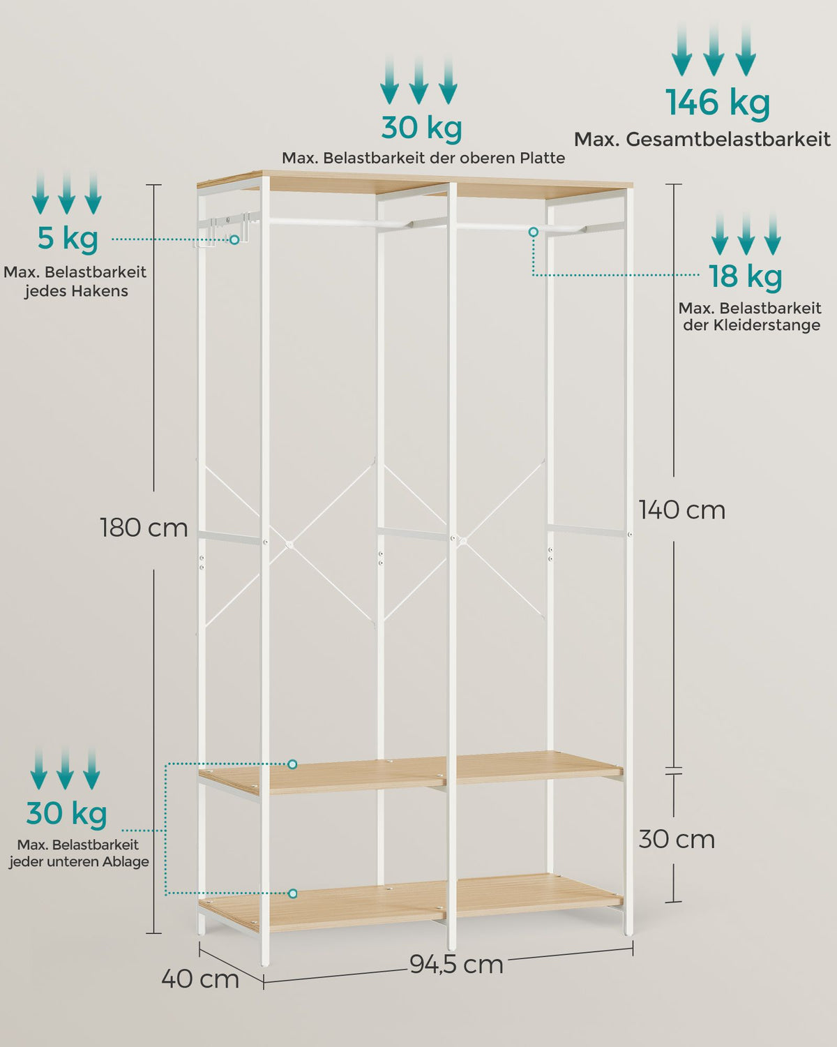 Portable Clothes Wardrobe Natural Beige