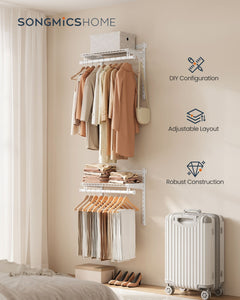 Closet System, 2-4 ft, with 2 Hanging Rods, 2 Shelves, Cloud White