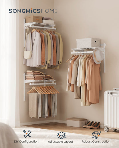 Closet Insert Organizer, 4-6 ft, with 4 Hanging Rods, 4 Shelves, Cloud White