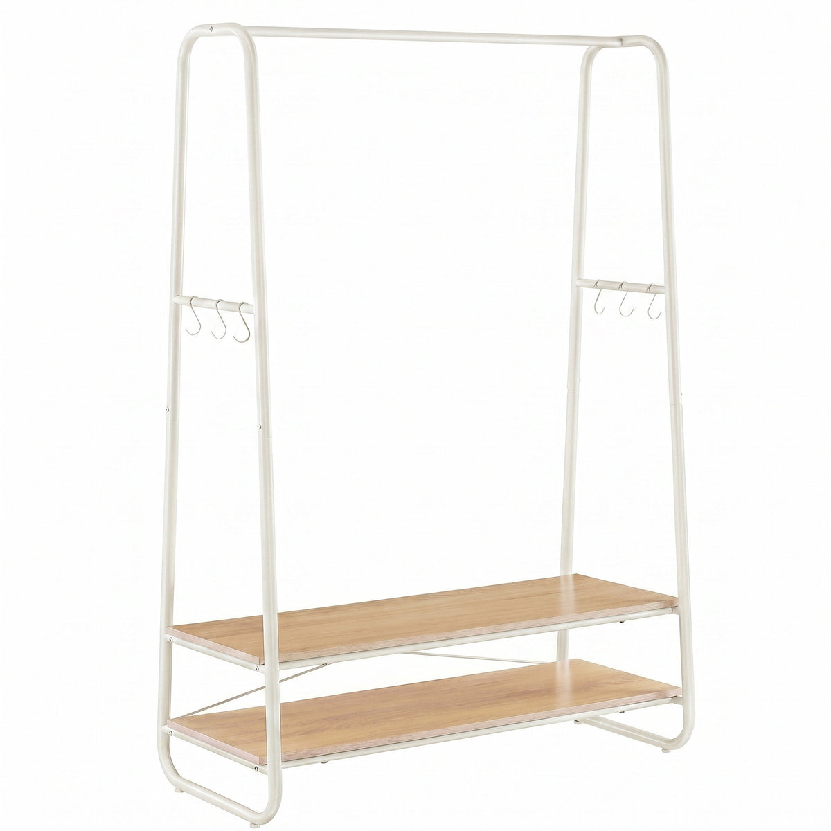 Clothes Rail, Clothes Rack with 2 Shelves, 6 S Hooks