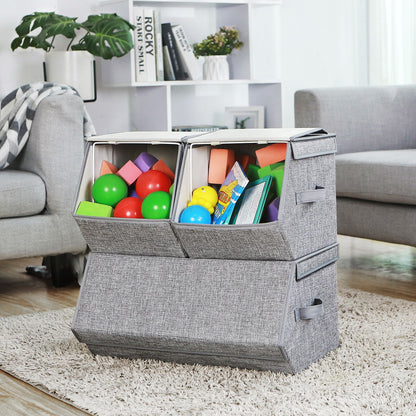 Set of 3 Stackable Storage Boxes with Lid - image 4