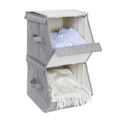 Set of 3 Stackable Storage Boxes with Lid - image 5