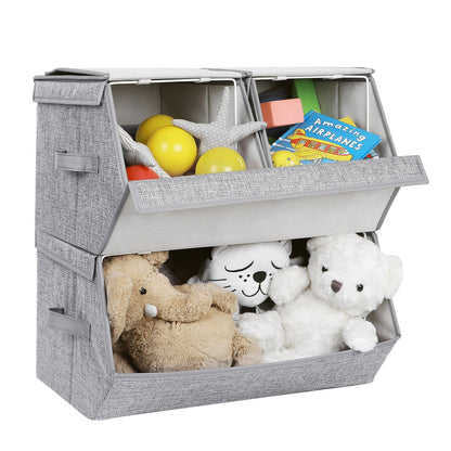 Set of 3 Stackable Storage Boxes with Lid - image 6