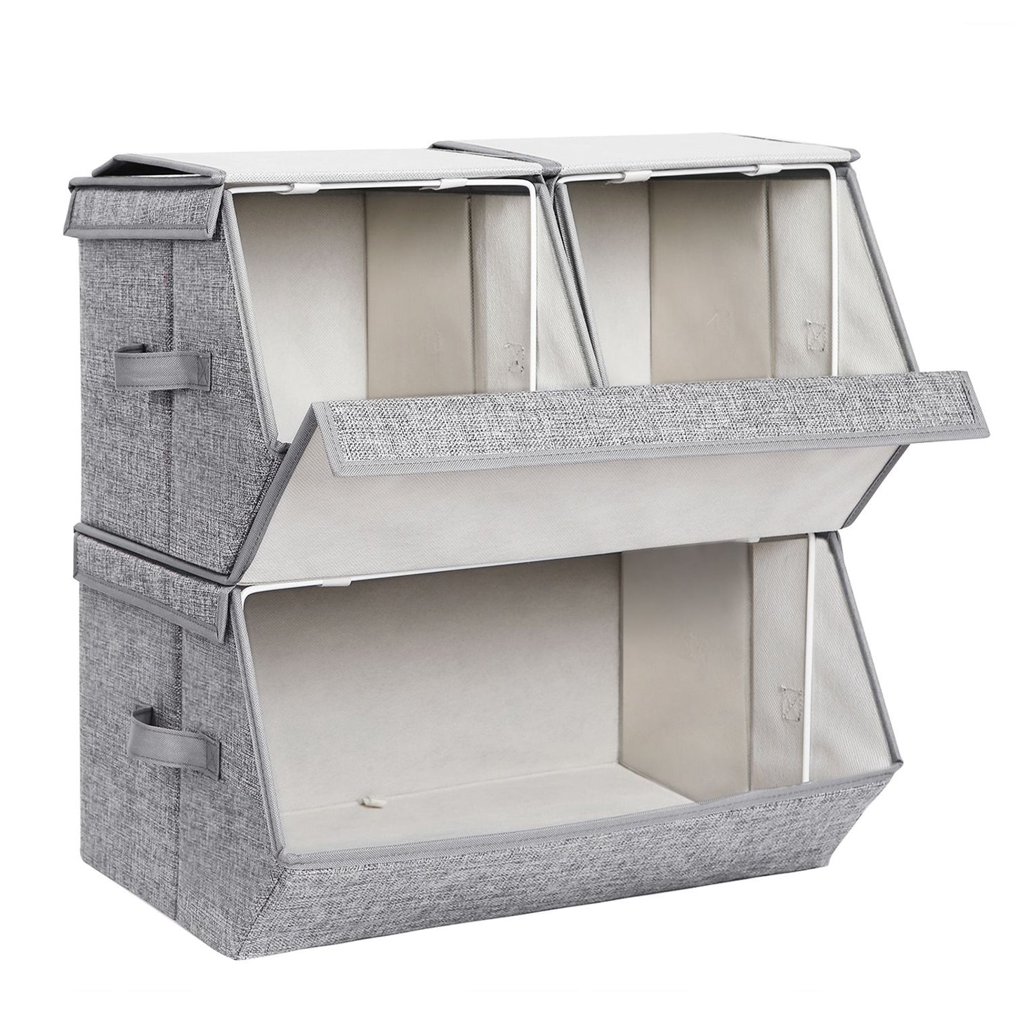 Set of 3 Stackable Storage Boxes with Lid - image 7