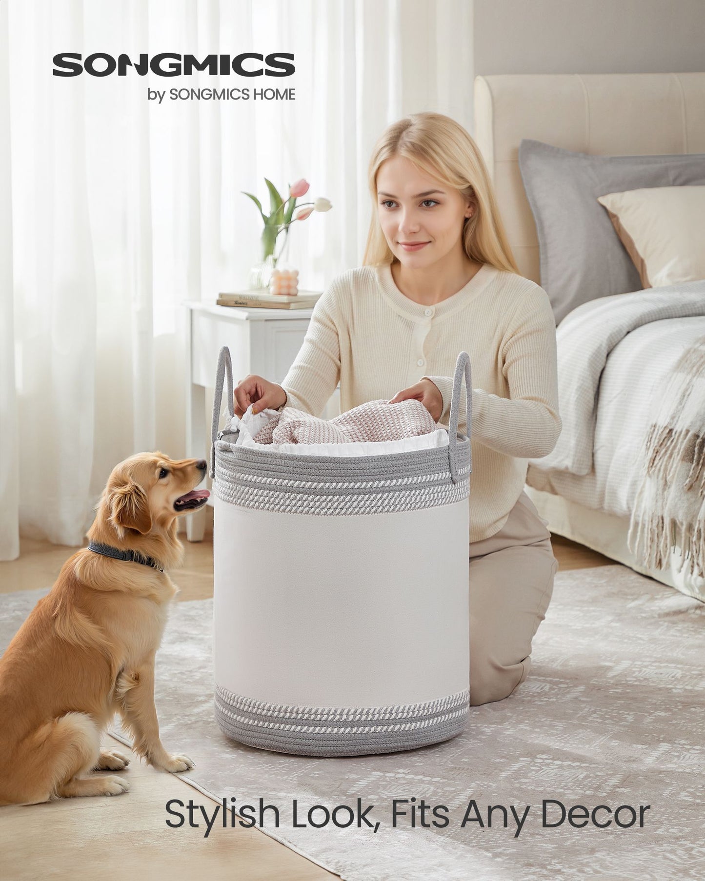 Laundry Hamper, 18.9 Gal., 16.1 x 16.1 x 18.1 Inches, Dove Gray - image 2
