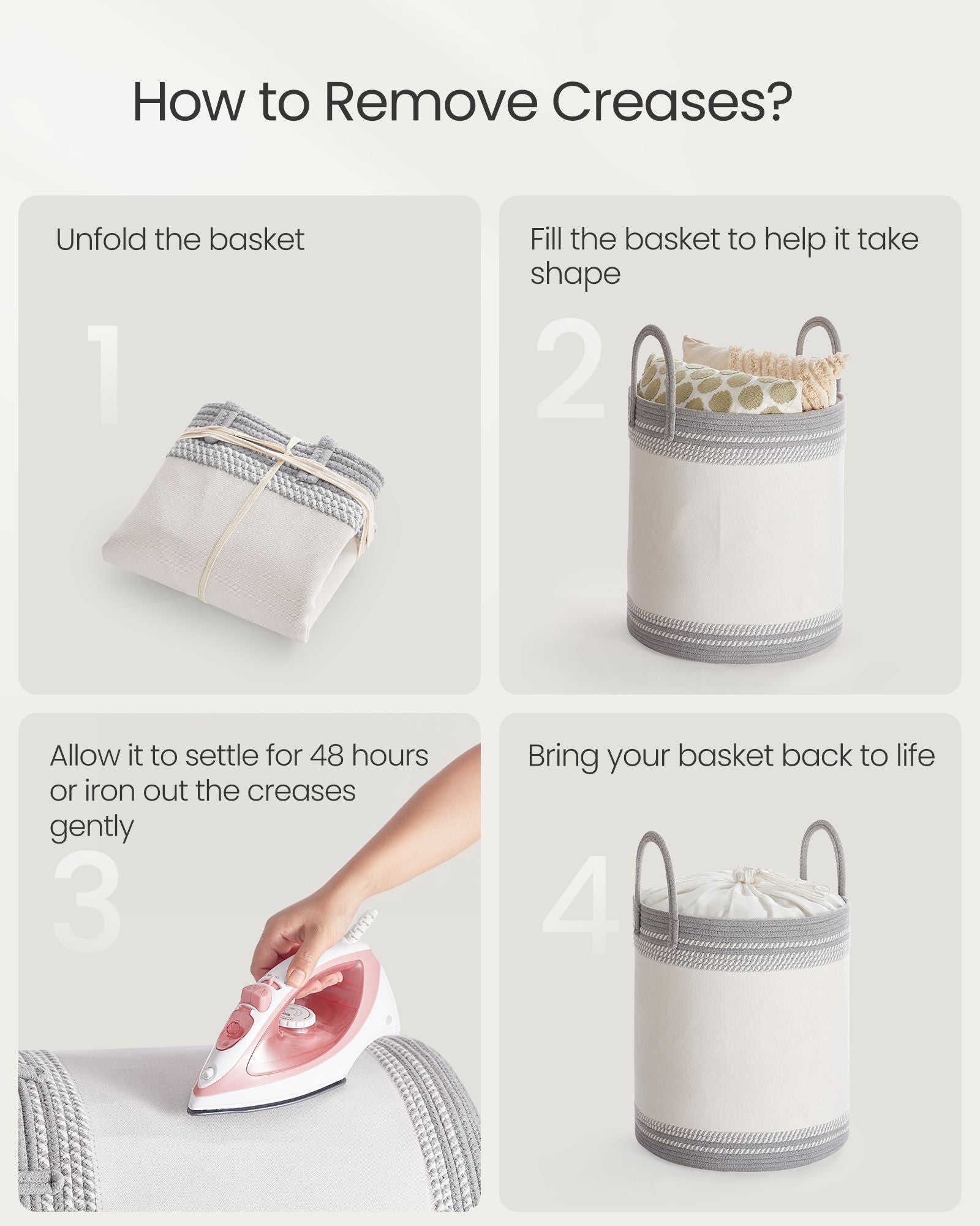Laundry Hamper, 18.9 Gal., 16.1 x 16.1 x 18.1 Inches, Dove Gray - image 5