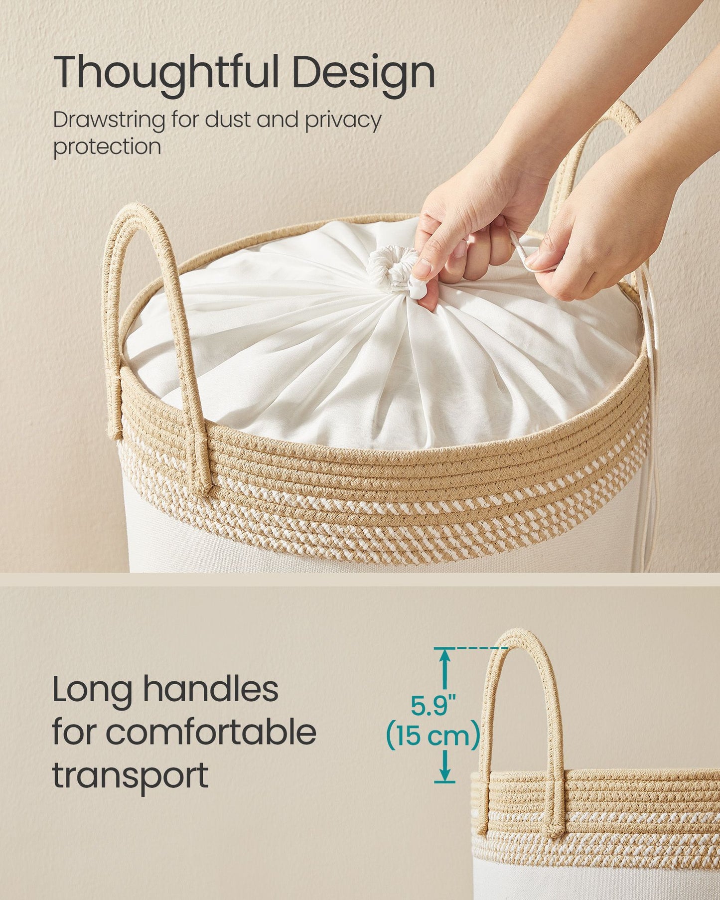 Laundry Hamper, 18.9 Gal., 16.1 x 16.1 x 18.1 Inches, Dove Gray - image 9