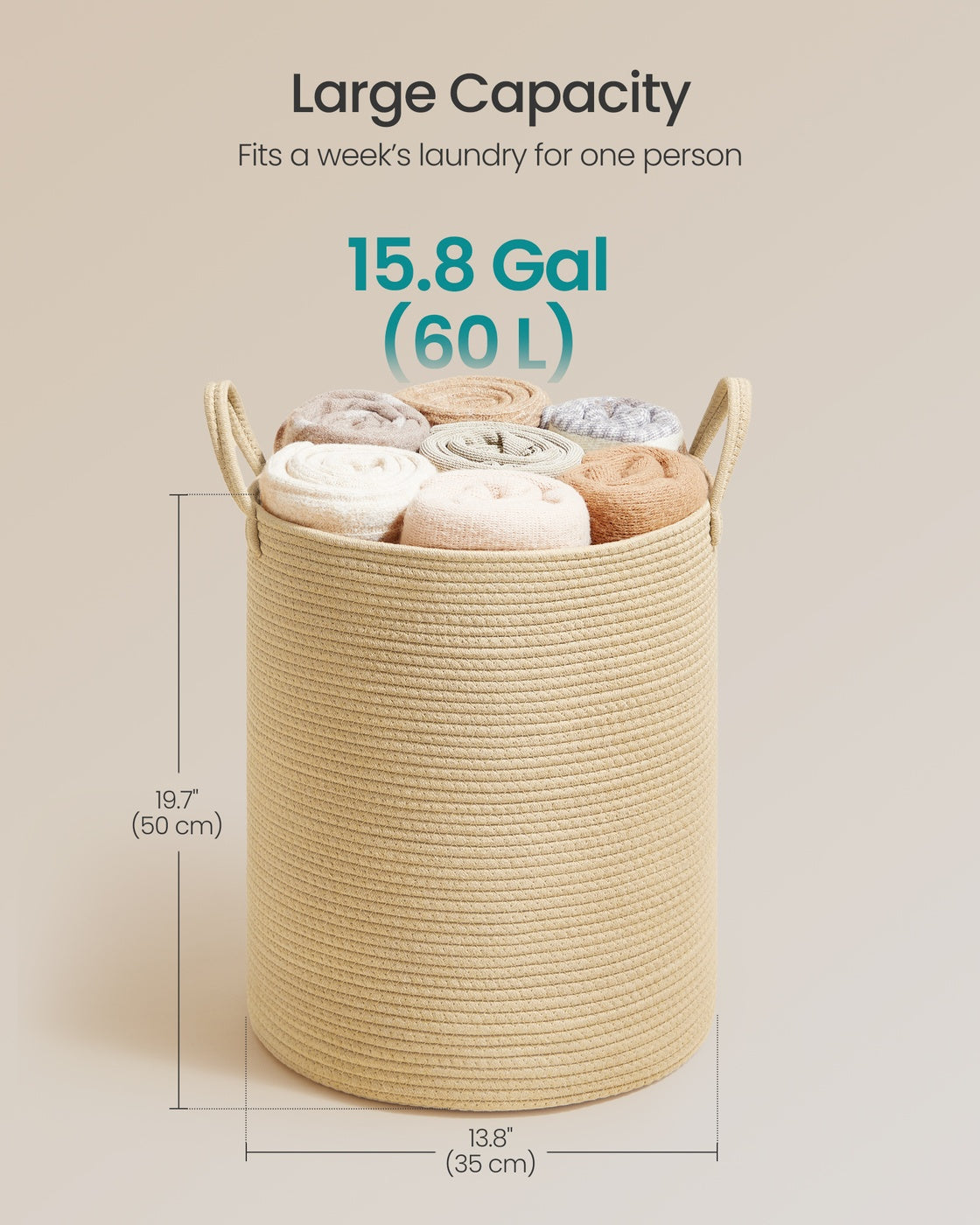 Laundry Hamper, 18.9 Gal., 16.1 x 16.1 x 18.1 Inches, Dove Gray - image 29