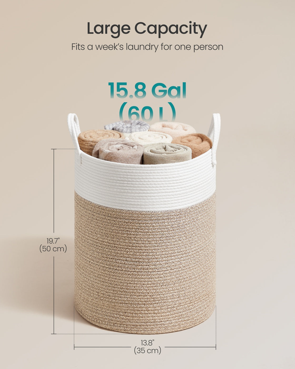 Laundry Hamper, 18.9 Gal., 16.1 x 16.1 x 18.1 Inches, Dove Gray - image 35