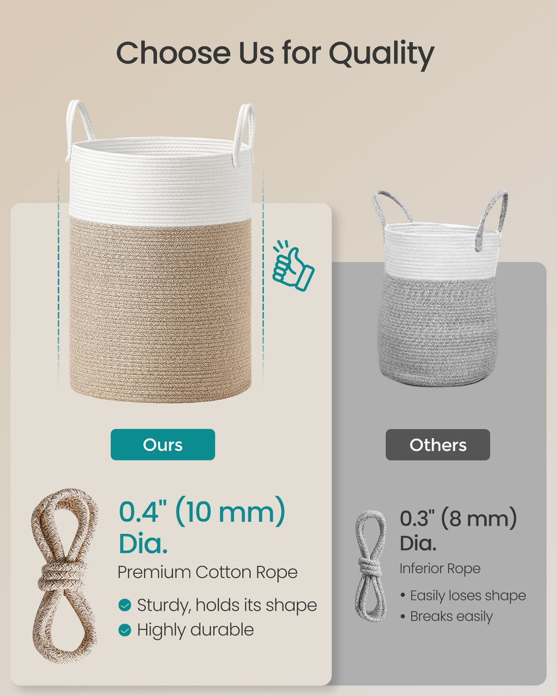 Laundry Hamper, 18.9 Gal., 16.1 x 16.1 x 18.1 Inches, Dove Gray - image 39