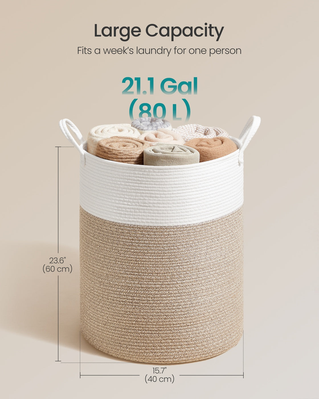 Laundry Hamper, 18.9 Gal., 16.1 x 16.1 x 18.1 Inches, Dove Gray - image 41