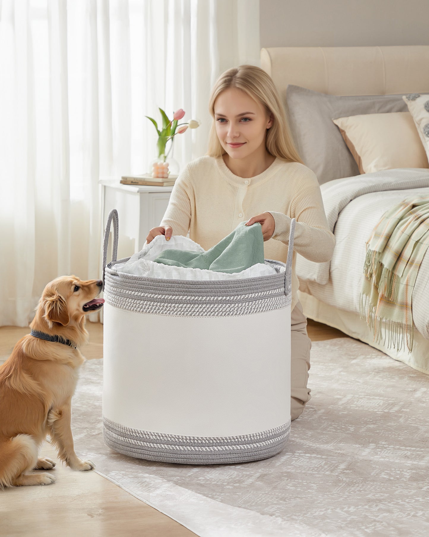 Laundry Hamper, 18.9 Gal., 16.1 x 16.1 x 18.1 Inches, Dove Gray - image 13