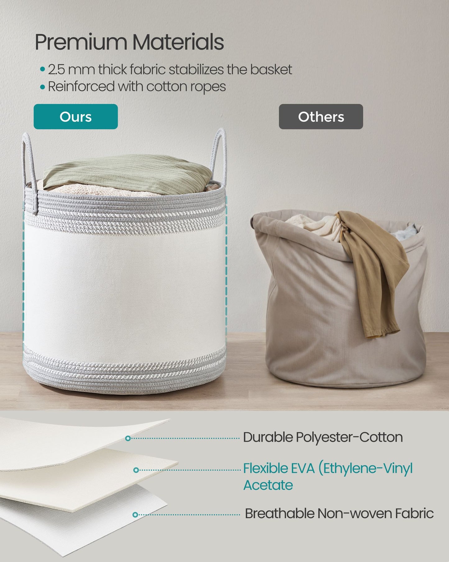 Laundry Hamper, 18.9 Gal., 16.1 x 16.1 x 18.1 Inches, Dove Gray - image 14