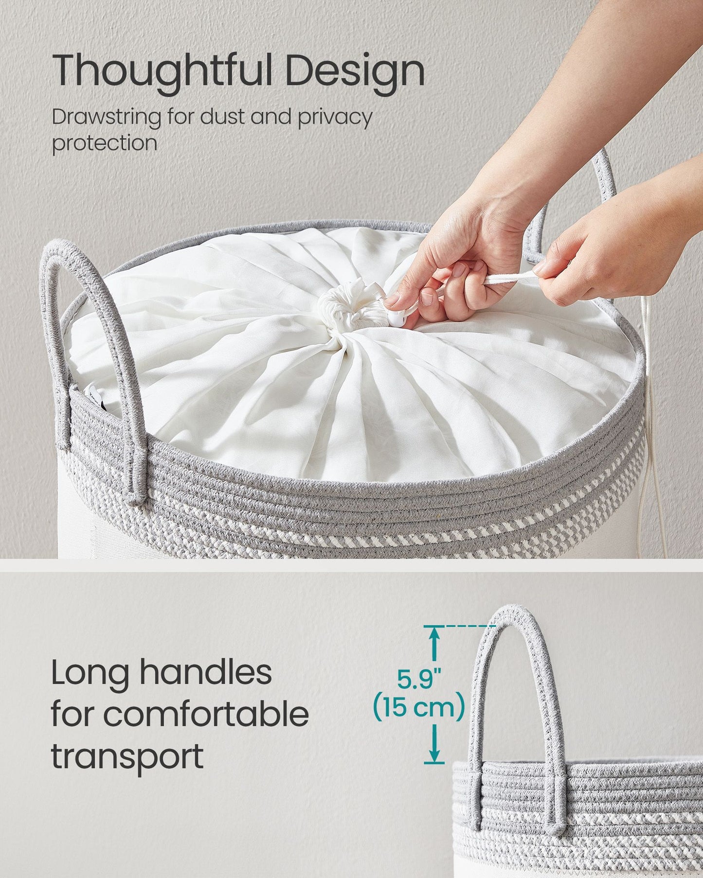 Laundry Hamper, 18.9 Gal., 16.1 x 16.1 x 18.1 Inches, Dove Gray - image 15