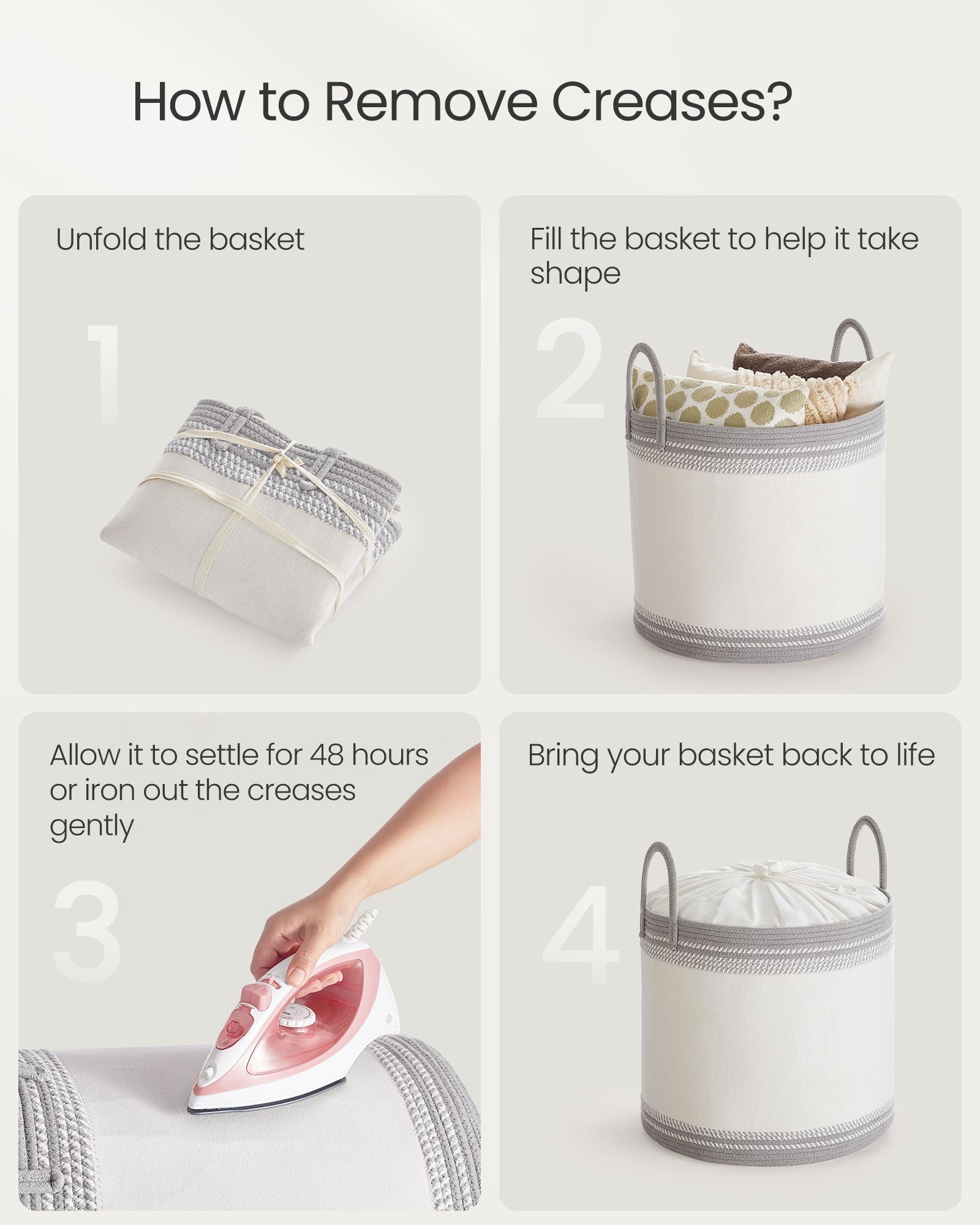 Laundry Hamper, 18.9 Gal., 16.1 x 16.1 x 18.1 Inches, Dove Gray - image 17