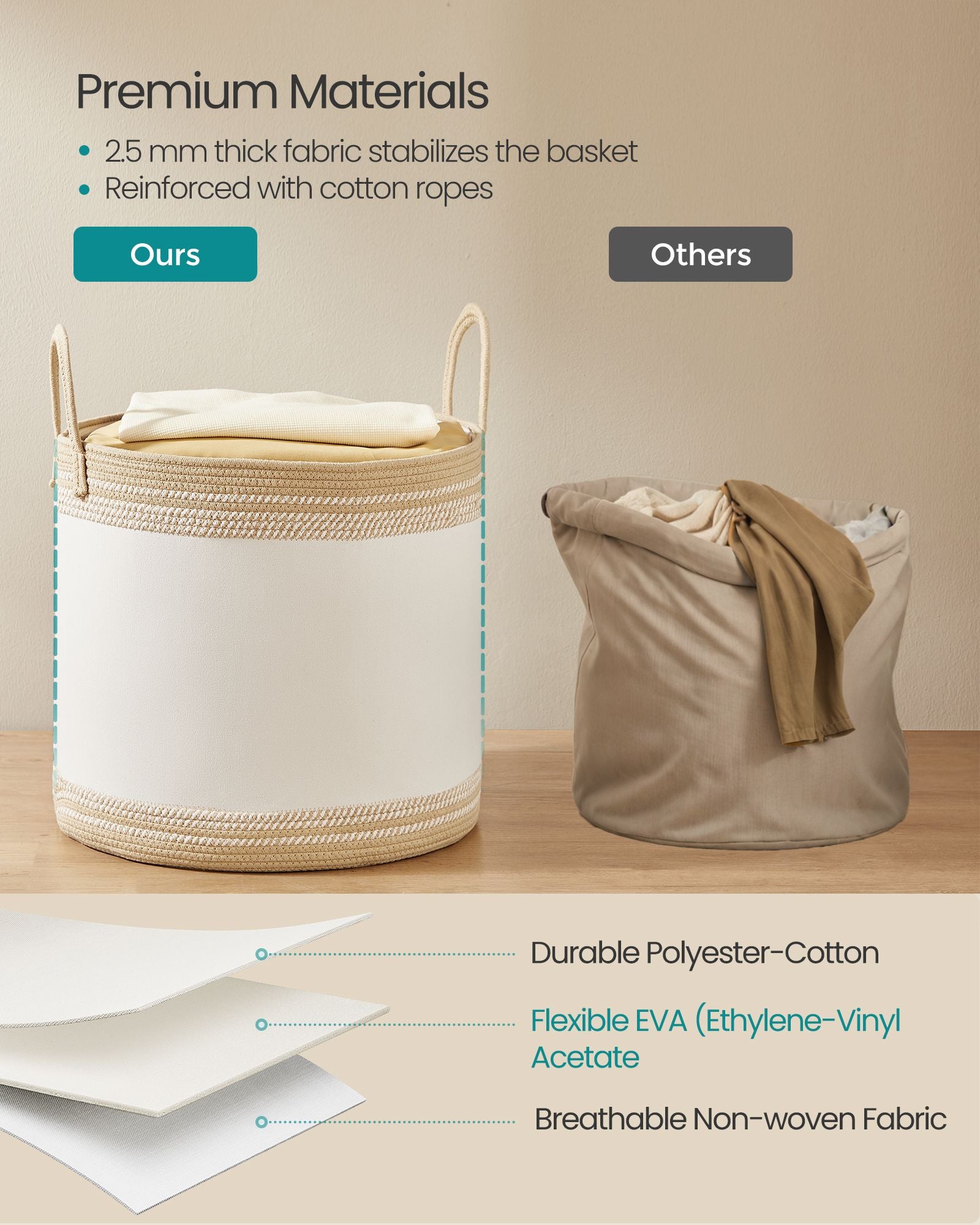 Laundry Hamper, 18.9 Gal., 16.1 x 16.1 x 18.1 Inches, Dove Gray - image 20
