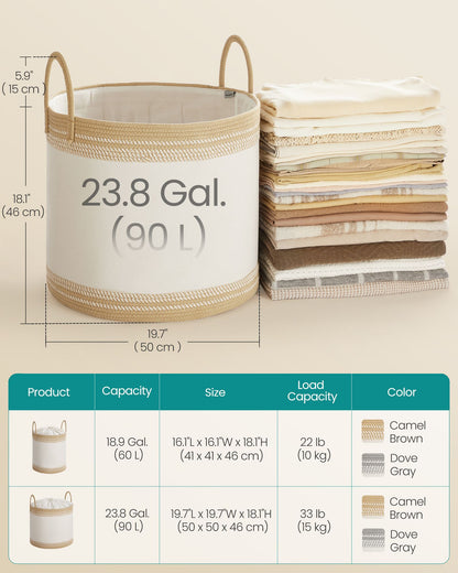 Laundry Hamper, 18.9 Gal., 16.1 x 16.1 x 18.1 Inches, Dove Gray - image 22
