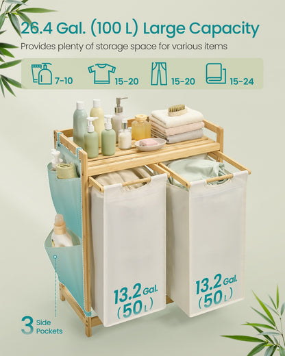 Laundry Basket with 2 Compartments 63 x 33 x 78 cm - image 3