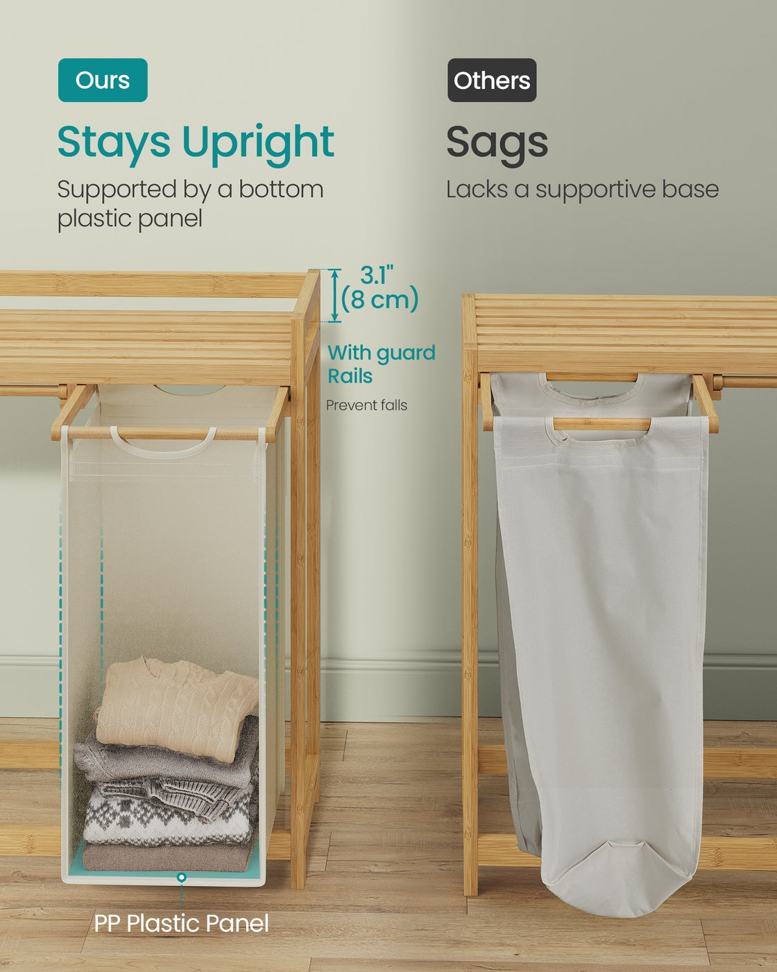 Laundry Basket with 2 Compartments 63 x 33 x 78 cm - image 5